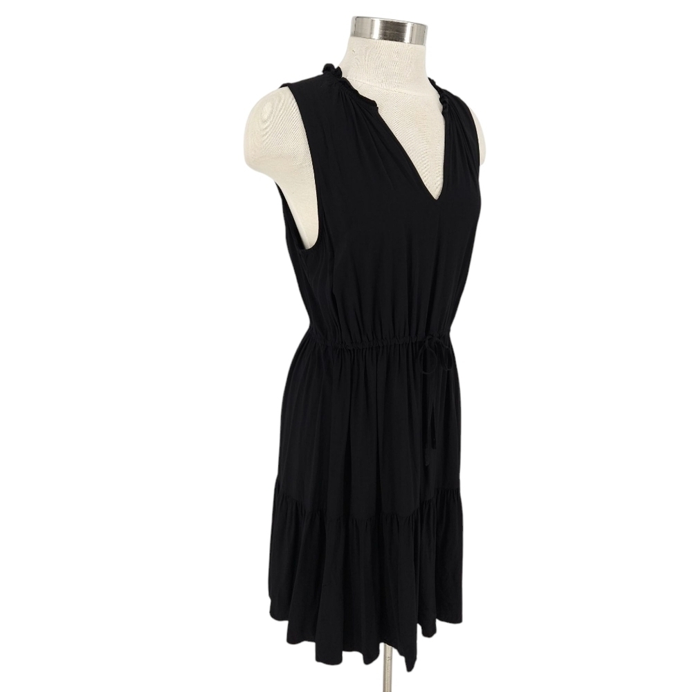 GAP Blouson Fit Flare Tank Dress Black Sleeveless V Neck Lightweight Large - Picture 3 of 7
